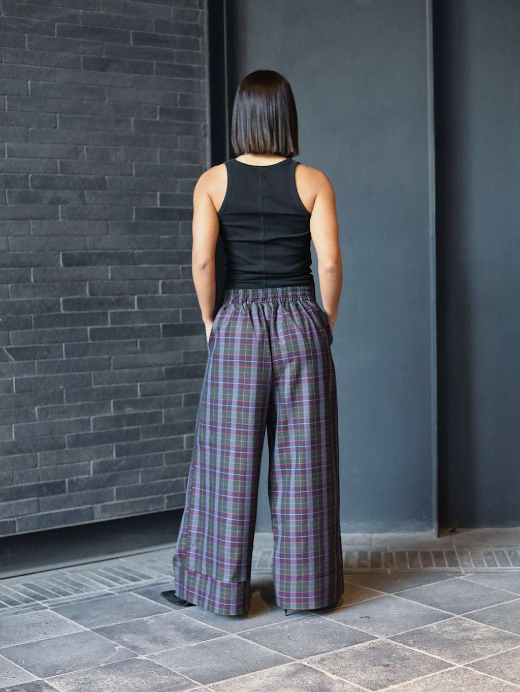 Pantalón Flow Tartán Burdeo