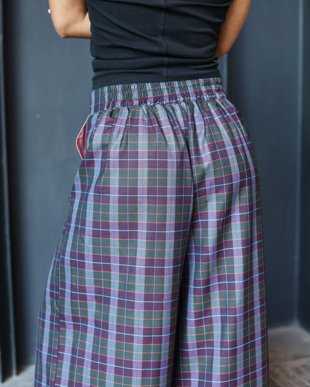 Pantalón Flow Tartán Burdeo