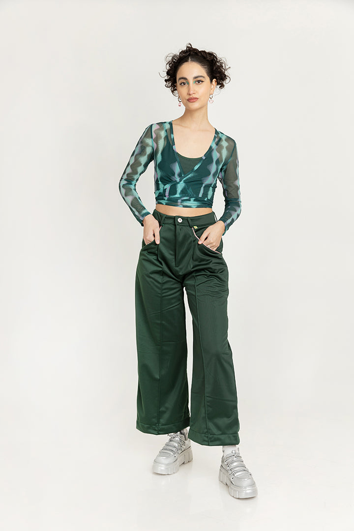 Crop Manga larga Wave