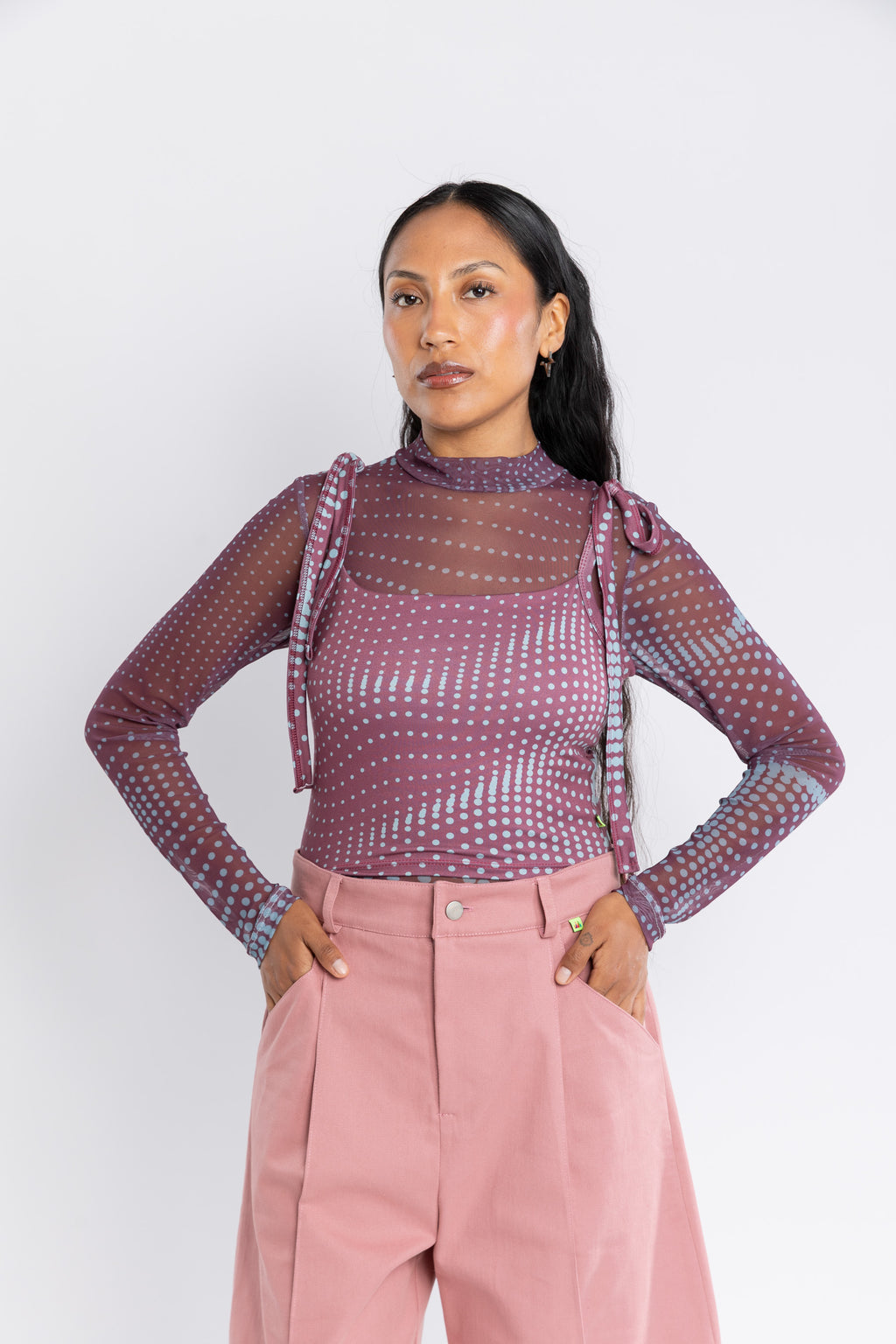 Crop lazos Puntos Burdeo