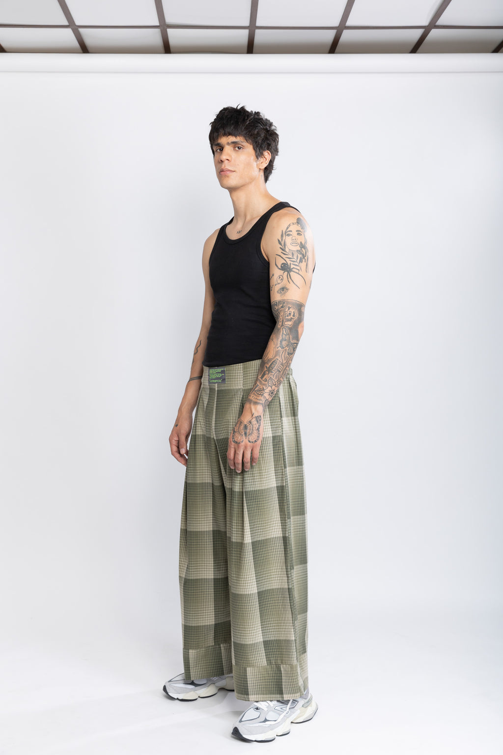 Pantalón flow Tartan verde
