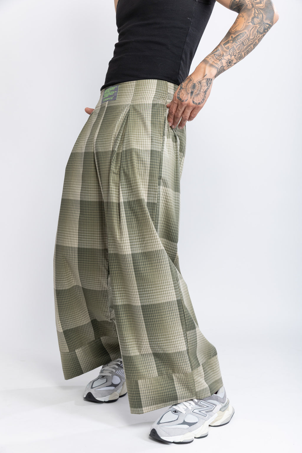 Pantalón flow Tartan verde