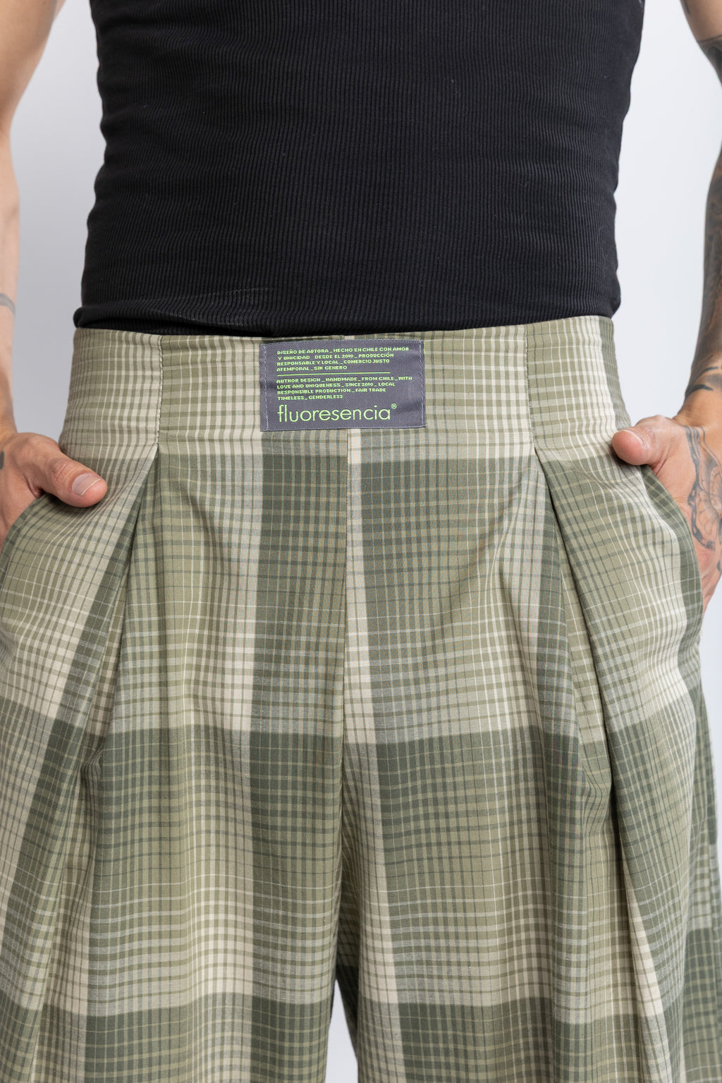 Pantalón flow Tartan verde