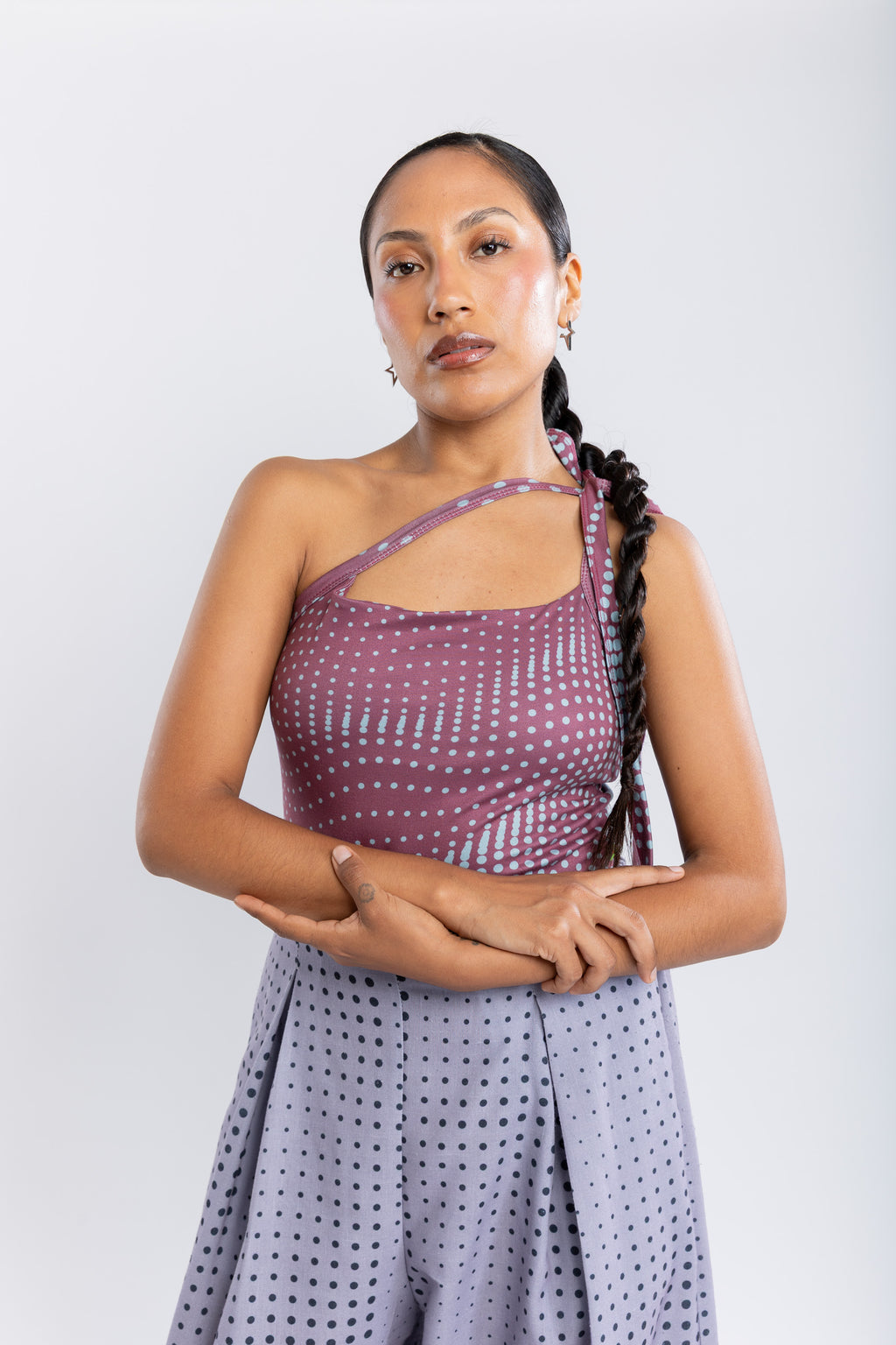 Crop lazos Puntos Burdeo