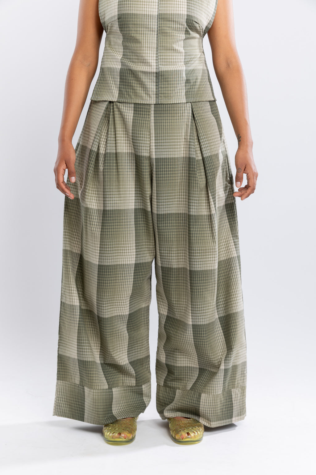 Pantalón flow Tartan verde