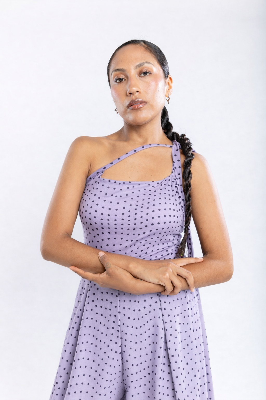 Crop lazos Puntos Lavanda